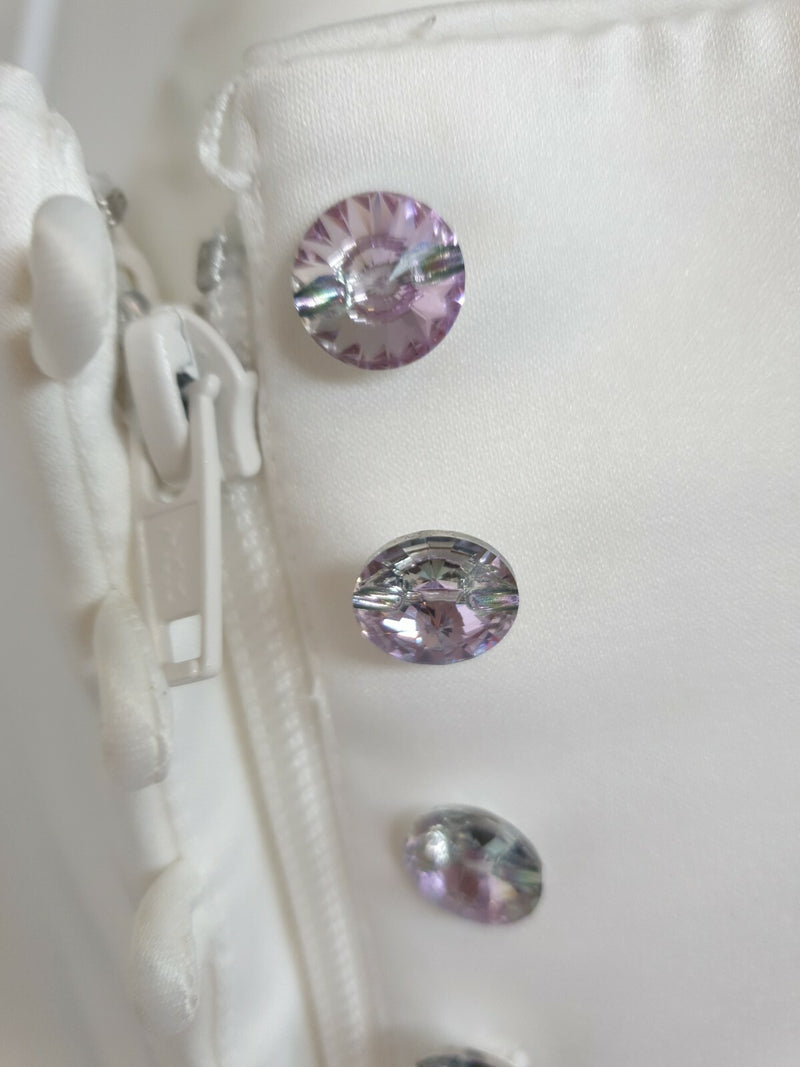 Essence ivory strapless bridal bustier pink beading UK 85