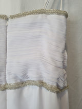 Imoda White Chiffon Sweetheart Beaded Ruched Empire Wedding Dress Sz 810