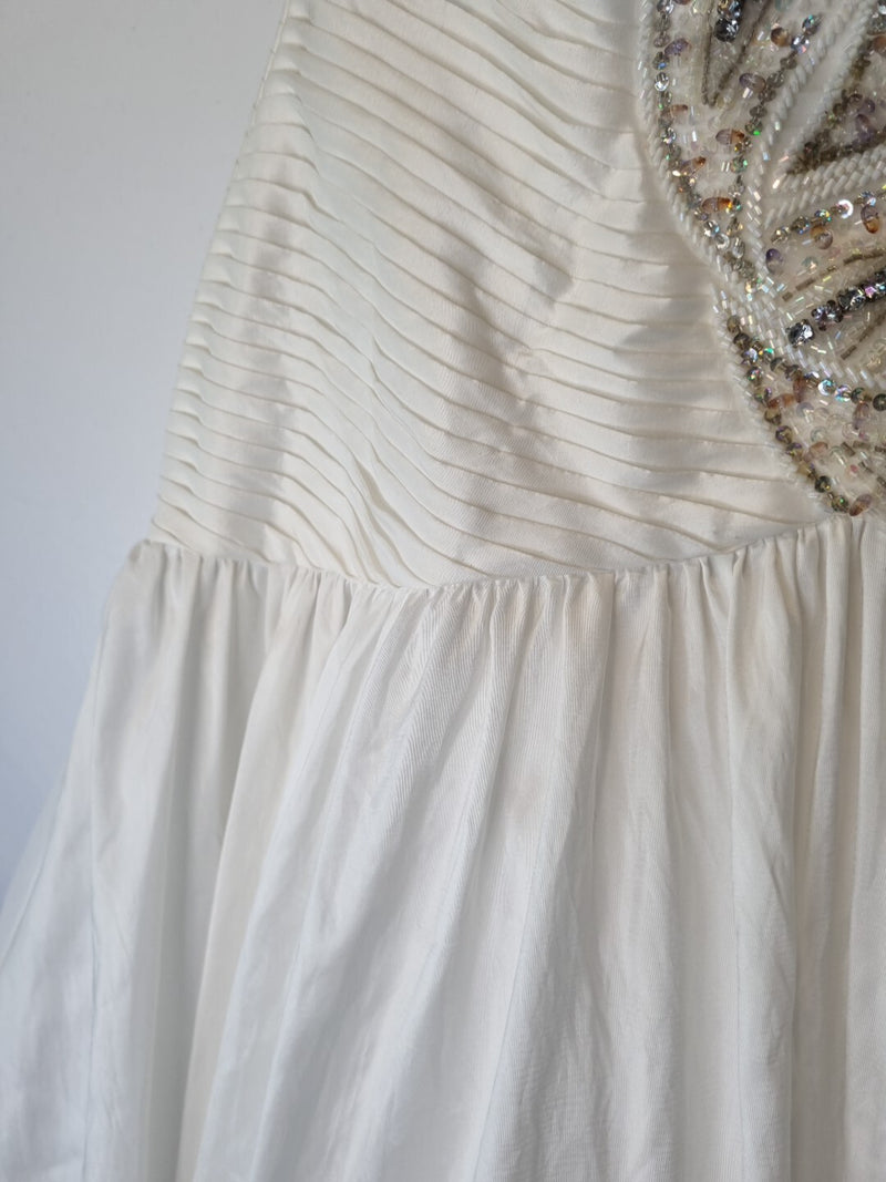 Imoda Ivory Sweetheart Ruched Pleated Gathered Embellished Wedding Dress Sz 86