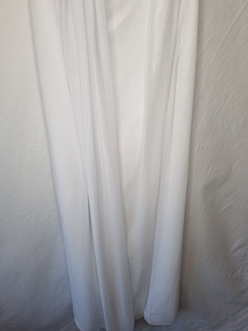 Imoda White Chiffon Ruched Beaded Halter Neck Empire Wedding Dress Sz 107