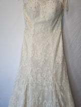 Imoda Ivory Lace Sweetheart Sequin Mermaid Train Wedding Dress Sz 102