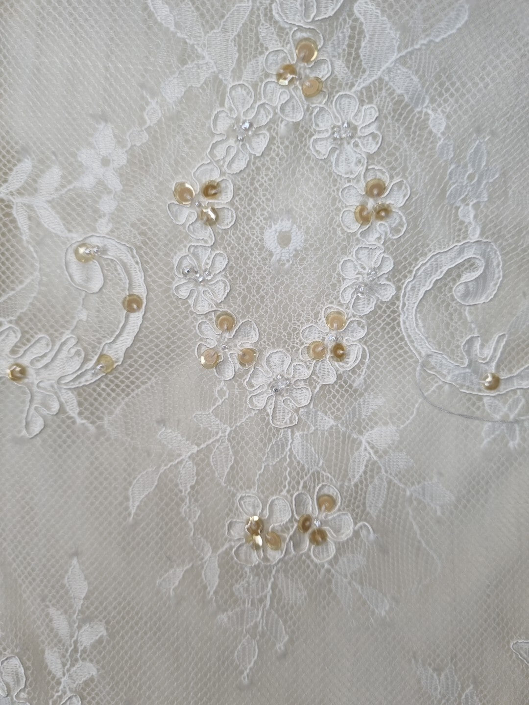 Imoda Ivory Lace Sweetheart Sequin Mermaid Train Wedding Dress Sz 108