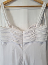Imoda White Chiffon Sweetheart Beaded Ruched Empire Wedding Dress Sz 1210