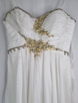 Imoda Ivory Chiffon Sweethear Ruched Crystal Diamante Beaded Wedding Dress Sz 103