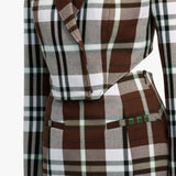 Adidas x Ivy Park Beyonce Mini Skirt Tailored Dress Suit Plaid Brown HG2366 S11