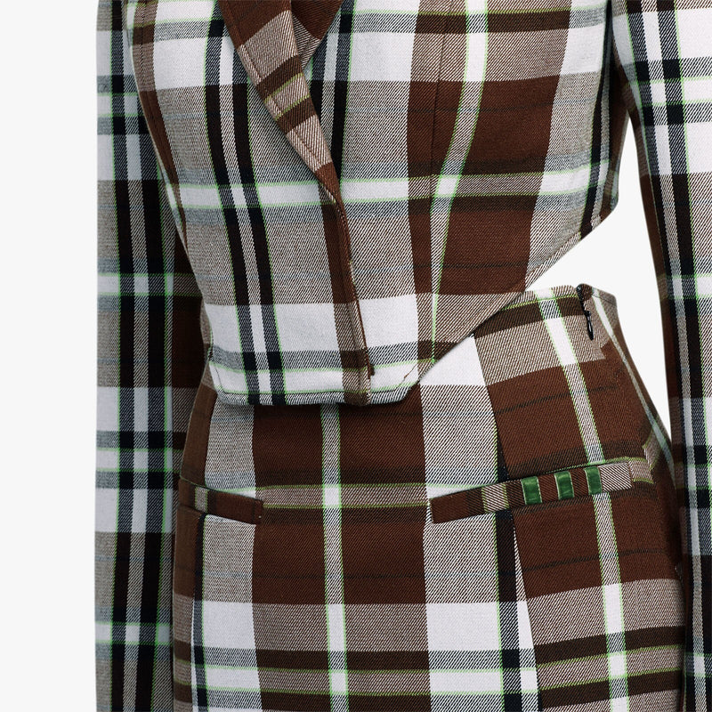 Adidas x Ivy Park Beyonce Mini Skirt Tailored Dress Suit Plaid Brown HG2366 S11