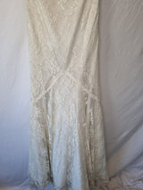 Imoda Ivory Lace Sweetheart Vneck Beaded Mermaid Train Wedding Dress Sz 102