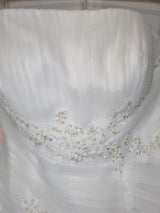 Imoda White Satin Tulle Beaded Applique Ruched Wedding Dress Sz 121