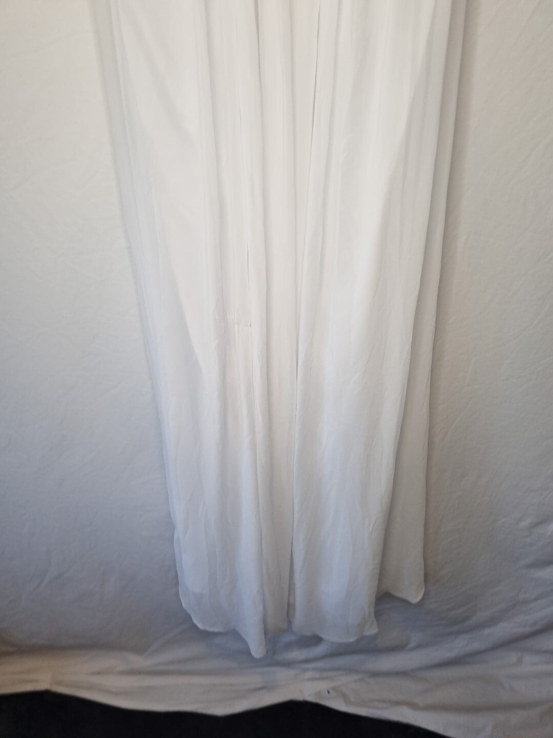 Imoda White Chiffon Ruched Beaded Scoop Neck Empire Wedding Dress Sz 122