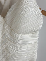 Angeline ivory satin ruched pleated cross back wedding maid honour dress size 122