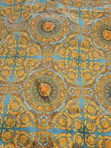 Baroque Style Satin Blue Yellow Fabric 134cm x 10m0