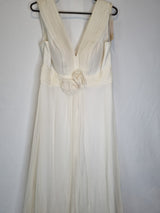 Imoda Ivory Chiffon Ruched Pleated Grecian Style V Neck Wedding Dress Sz 122
