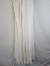 Imoda Ivory Chiffon Sweetheart Ruched Crystal Beaded Wedding Dress Sz 101