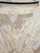 White satin applique organza ruffled wedding dress size 108