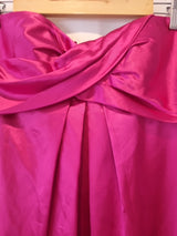 Juniper & Sage Satin Hot Pink Pleat Strapless Evening Bridesmaid Dress Sz 124