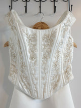 Essence ivory embroidered satin bustier and skirt bridal set uk12 us101