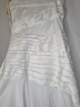 Imoda White Beaded Sequin Embroidered Pleated A-line Wedding Dress Sz 810