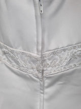 Isabella Faye White Satin Embellished Beaded A-line Wedding Dress Sz 1413