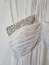 Imoda White Chiffon Beaded Ruch Halter Neck Empire Wedding Dress Sz 124