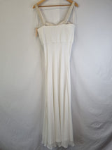 Imoda Ivory Chiffon Sweetheart Ruched Crystal Beaded Wedding Dress Sz 109