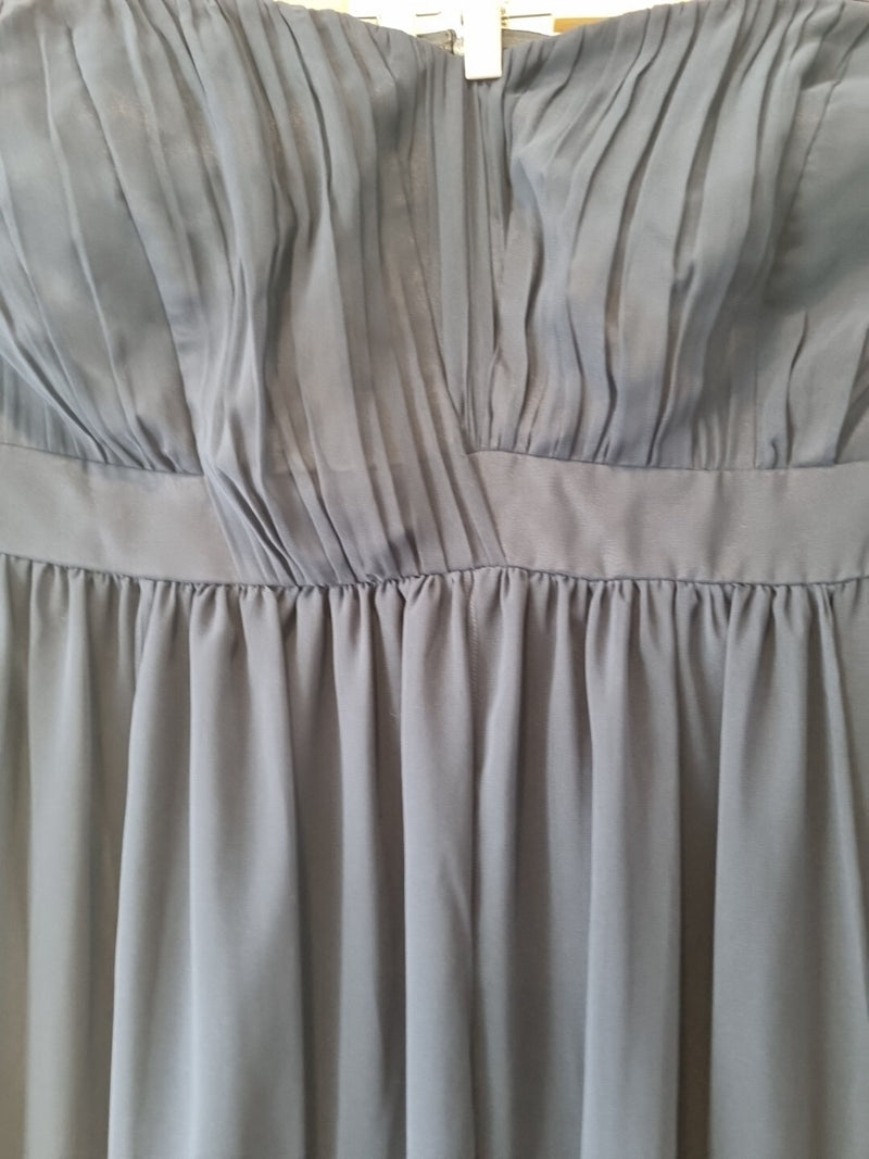 Imoda Navy Blue Chiffon Ruched Strapless Evening Bridesmaid Maxi Dress Sz 263