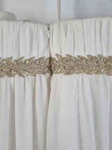 Imoda Ivory Gold Sweetheart Crepe Chiffon Embroidered Beaded Wedding Dress Sz 1213