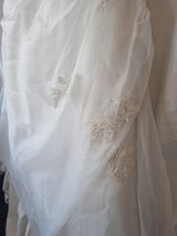 iModa Ivory Ruched Organza Lace A-line Beaded Sequin Embroidered Dress Sz 126