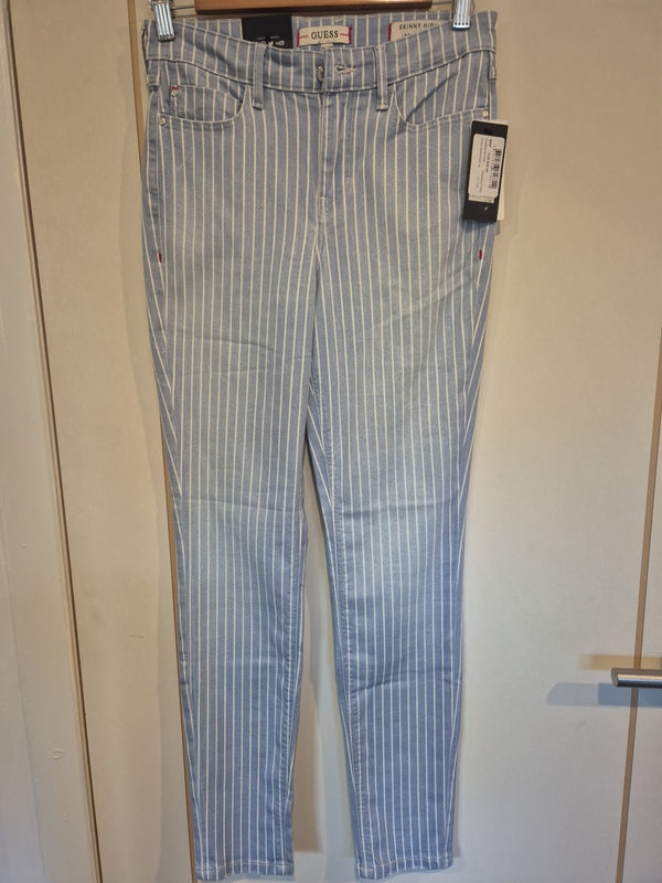 Guess Blue White Stripe Skinny High Rise Jeans Size 280