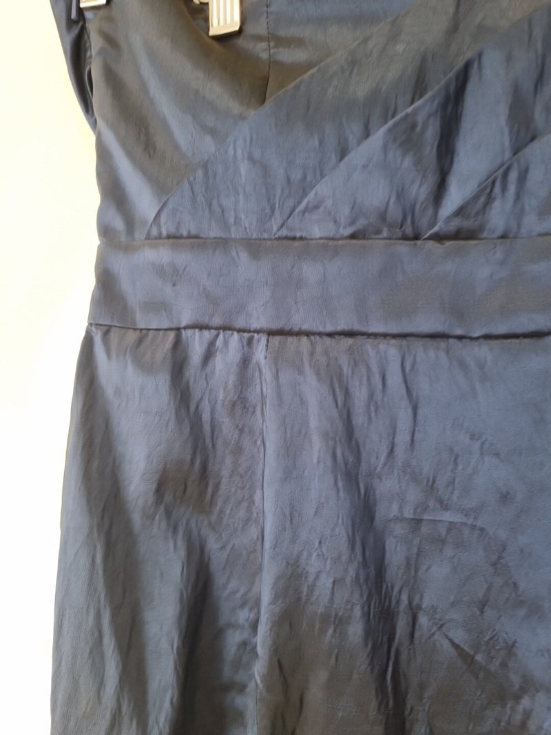 Imoda Navy Blue Taffeta Layered Strapless Evening Bridesmaid Mini Dress Sz 169