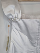 Imoda White Satin Off Shoulder Beaded Ruched Wedding Dress Sz 1011