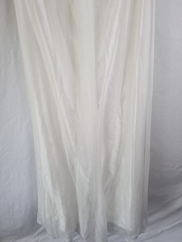 Imoda Ivory Chiffon Sweetheart Ruched Crystal Diamante Bead Wedding Dress Sz 121