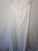 Imoda White Chiffon Ruched Beaded Round Neck High Back Wedding Dress Sz 88