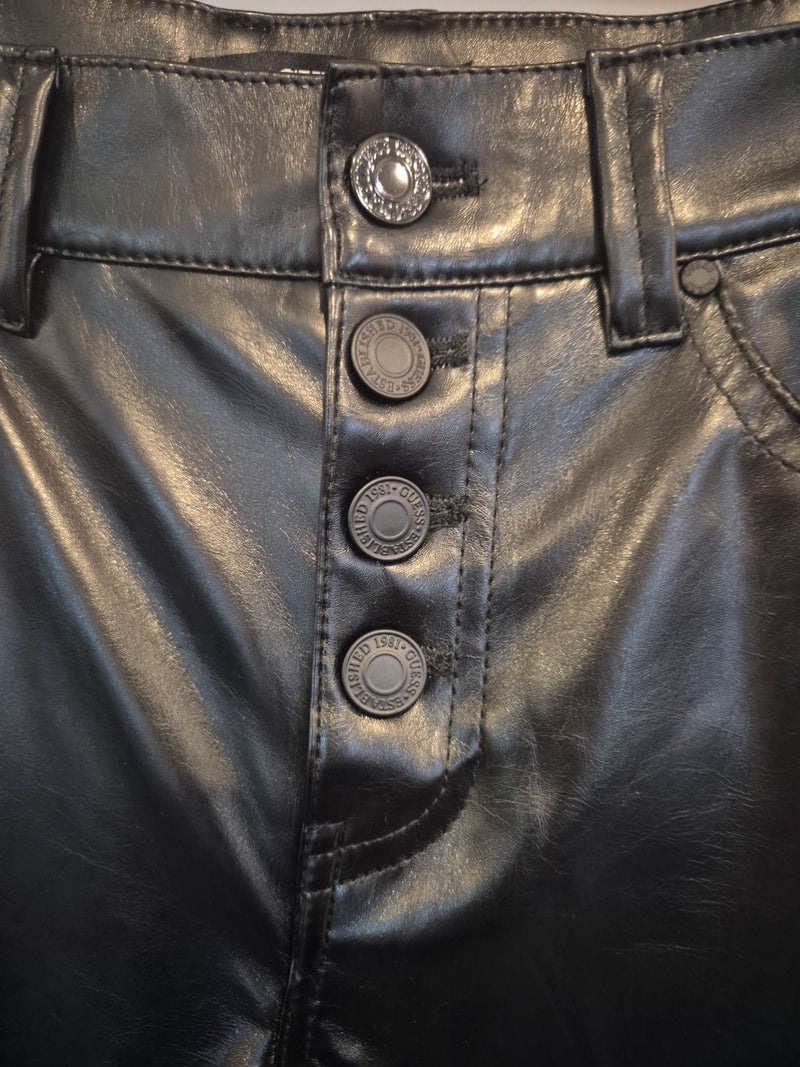 Guess Black Faux Patent Leather High Rise Skinny Leg Pants Size 274