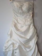 Imoda Ivory Ruched Beaded Embroidered Puckered Wedding Dress Sz 101