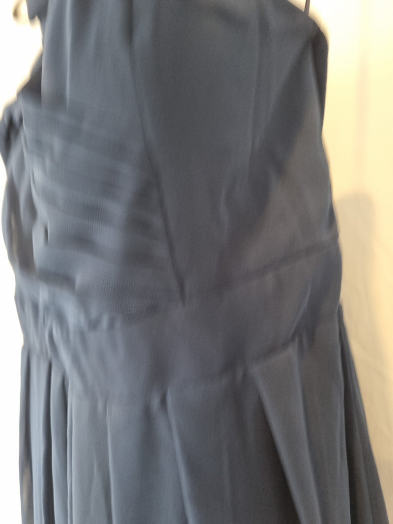 Imoda Navy Blue Chiffon One Shoulder Evening Bridesmaid Mini Dress Sz 185