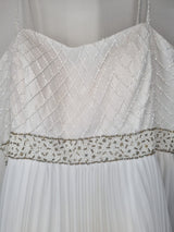 Imoda White Chiffon Pleated Beaded Tiered Strapped Wedding Dress Sz 103