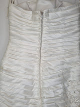 Imoda Ivory Ruched Beaded Mermaid Tulle Skirt Train Wedding Dress Sz 1014