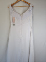 Imoda White Chiffon Sweetheart Off Shoulder Beaded Crystal Wedding Dress Sz 149