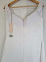 Imoda White Chiffon Sweetheart Off Shoulder Beaded Crystal Wedding Dress Sz 1410