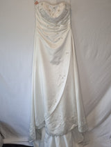 Imoda Ivory Satin Sweethesrt Beaded Train Wedding Dress Sz 80