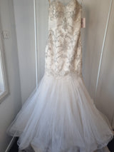 iModa Ivory Champagne Sweetheart Tulle Lace Mermaid Sequin Embroidered Sz 100