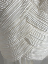 Angeline ivory satin ruched pleated cross back wedding maid honour dress size 123