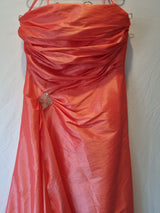 Imoda Coral Taffeta Ruched Beaded Strapless Evening Bridesmaid Dress Sz 181