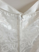 Paco white satin jacquard short sleeve wedding dress size 146