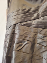 Imoda Grey Taffeta Ruched Pleat Strapless Evening Bridesmaid Dress Sz 1011