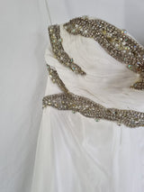 Imoda Ivory Chiffon Sweetheart Ruched Crystal Diamante Bead Wedding Dress Sz 124