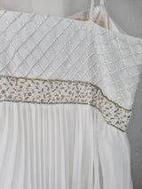 Imoda White Chiffon Pleated Beaded Tiered Strapped Wedding Dress Sz 1412