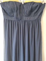 Imoda Navy Blue Chiffon Ruched Strapless Evening Bridesmaid Maxi Dress Sz 262