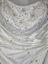 Imoda Ivory Satin Sweethesrt Beaded Train Wedding Dress Sz 84