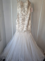 iModa Ivory Champagne Sweetheart Tulle Lace Mermaid Sequin Embroidered Sz 101
